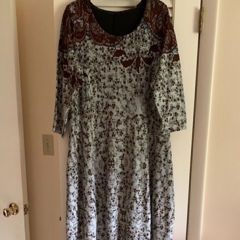 Bohemian WOMAN KNITWEAR FLORAL LONG DRESS SIZE XL - Picture 2 of 9